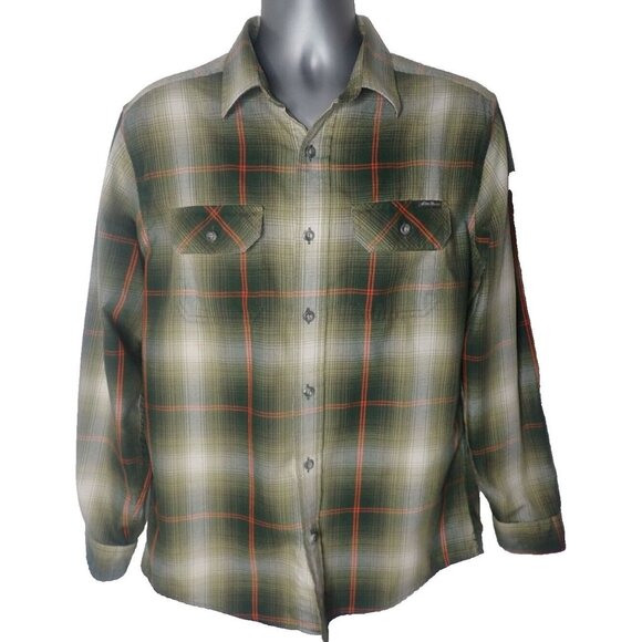Eddie‎ Bauer Mens Long Sleeve Casual Button Down Shirt M Green Plaid Gorpcore - Picture 1 of 5
